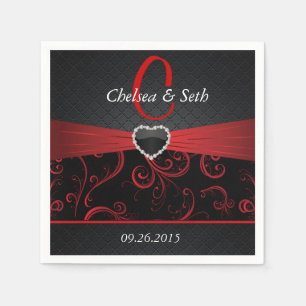 Elegant Black en Deep Red Floral Pattern Servetten