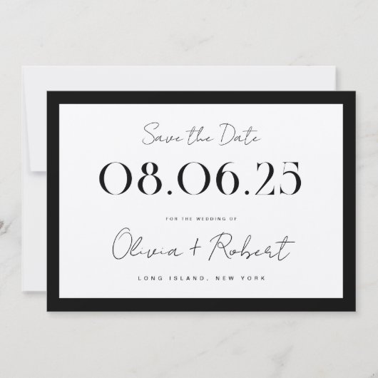 Elegant Black en Ecru Chic Wedding Save The Date (Voorkant)