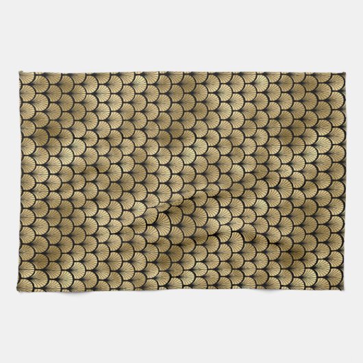 Elegant Black en Gold 1920s Art Deco Theedoek (Horizontaal)