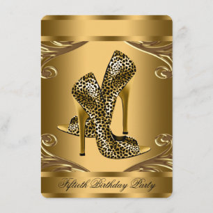 Elegant Black en Gold 50th Birthday Party Kaart