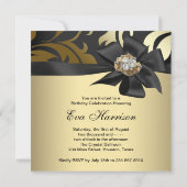 Elegant Black en Gold 50th Birthday Party Kaart (Achterkant)