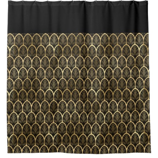 Elegant Black en Gold Art Deco Gatsby Pattern Douchegordijn (Voorkant)