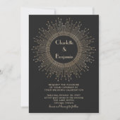 Elegant Black en Gold Art Deco Wedding Kaart (Voorkant)