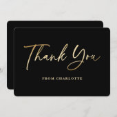 Elegant Black en Gold Bedankkaart (Voorkant / Achterkant)