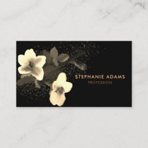Elegant Black en Gold Cherry Blossom Business Car Visitekaartje