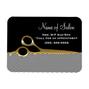 Elegant Black en Gold Chevrons Hair Salon Magneet