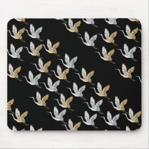 Elegant Black en Gold Crane Japanse kunst Muismat