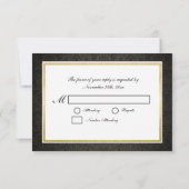 Elegant Black en Gold Damask met Monogram RSVP (Achterkant)
