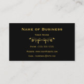 Elegant Black en Gold Damask Visitekaartje (Achterkant)