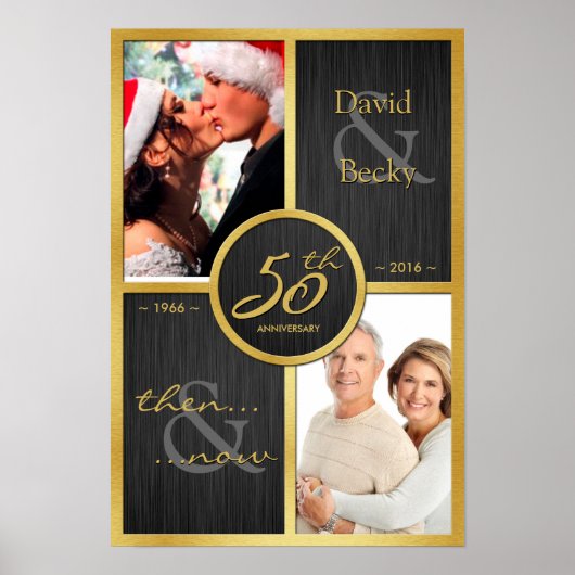 Elegant Black en Gold Dan en nu 50e Jubileum Poster (Voorkant)
