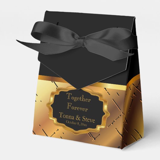 Elegant Black en Gold Favor Box Bedankdoosjes (Voorkant Zijde)