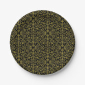 Elegant Black en Gold Filigree Pattern Papieren Bordje (Voorkant)