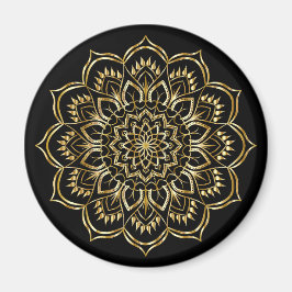 Elegant Black en Gold Floral Mandala Pattern Magneet