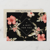 Elegant Black en Gold Floral Pattern Gift Kaart (Voorkant / Achterkant)