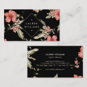 Elegant Black en Gold Floral Pattern Visitekaartje (Voorkant / Achterkant)
