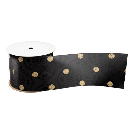 Elegant Black en Gold Foil Polka Dots Lint (Spoel)