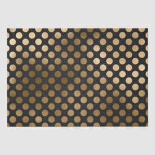 Elegant Black en Gold Foil Polka Dots Pattern Tissuepapier