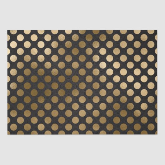 Elegant Black en Gold Foil Polka Dots Pattern Tissuepapier (Voorkant)