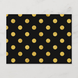 Elegant Black en Gold Foil Polka Pit Pattern Briefkaart