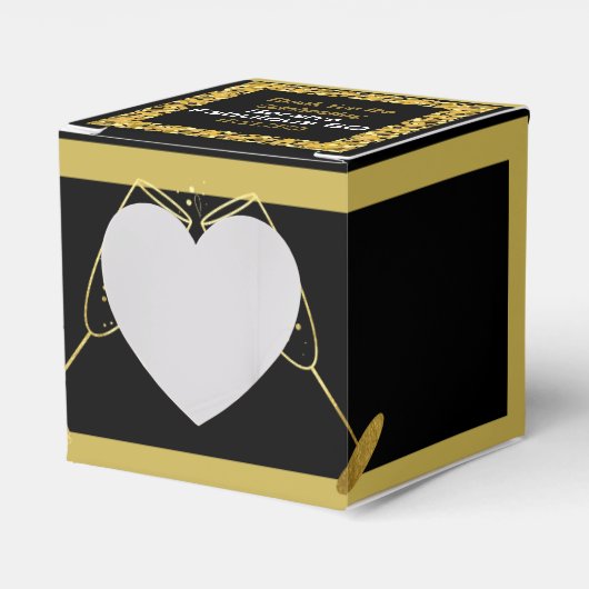 Elegant Black en Gold Glitter Dust Birthday Bedankdoosjes (Voorkant Zijde)