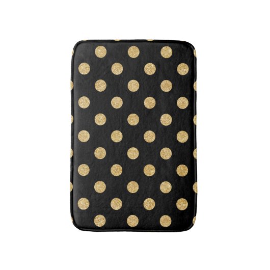 Elegant Black en Gold Glitter Polka Dots Pattern Badmat (Voorkant Verticaal)