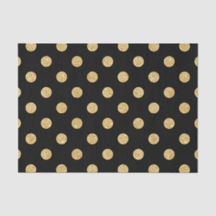 Elegant Black en Gold Glitter Polka Dots Pattern Tissuepapier