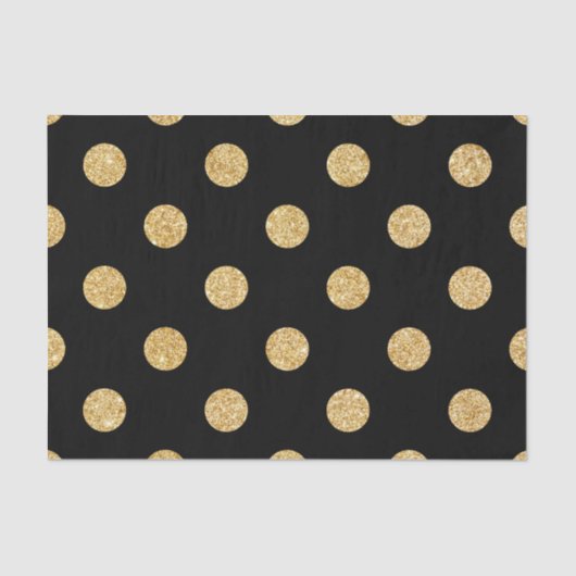 Elegant Black en Gold Glitter Polka Dots Pattern Tissuepapier (Voorkant)