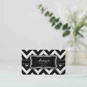 Elegant Black en Gold Grunge Chevron Pattern Visitekaartje (Staand voorkant)