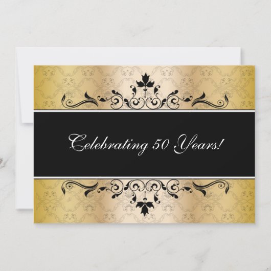 Elegant Black en Gold Invite Kaart (Voorkant)