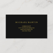 Elegant Black en Gold Laurel Wreatwith Monogram Visitekaartje (Achterkant)