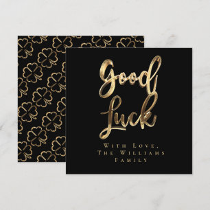 Elegant Black en Gold look Clovers Good Luck Feestdagenkaart