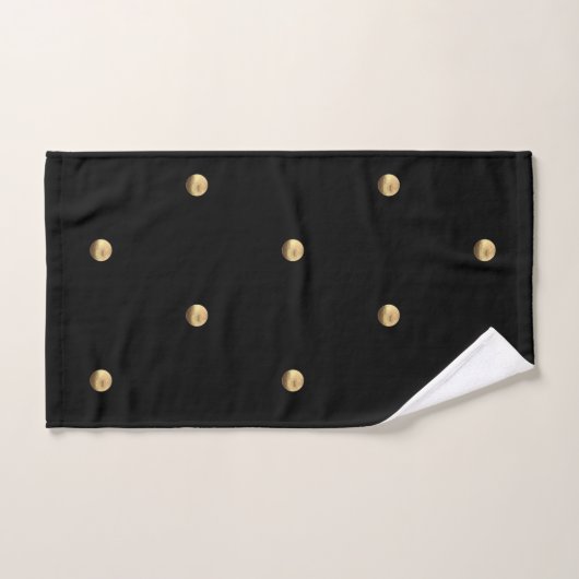 Elegant Black en Gold look Polka Dots Pattern Bad Handdoek (Handdoek)