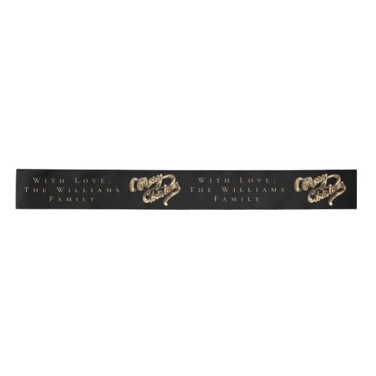 Elegant Black en Gold look Script, prettig kerstfe Lint (Voorkant)