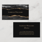 Elegant Black en Gold Marble Agate Visitekaartje (Voorkant / Achterkant)