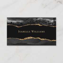 Elegant Black en Gold Marble Agate Visitekaartje
