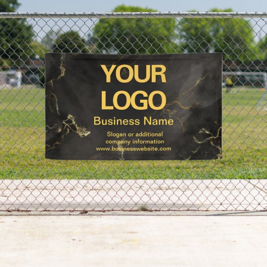Elegant Black en Gold Marble Business Slogan Spandoek (Insitu)