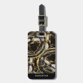 Elegant Black en Gold Marble Pattern Bagagelabel (Voorkant verticaal)