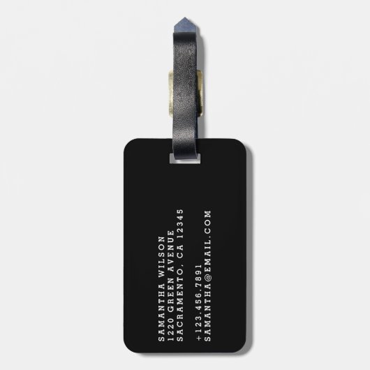Elegant Black en Gold Marble Pattern Bagagelabel (Achterkant verticaal)