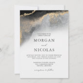 Elegant Black en Gold Marked Opulence Wedding Kaart (Voorkant)