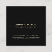 Elegant Black en Gold Modern charmant Sjabloon Vierkante Visitekaartje (Achterkant)