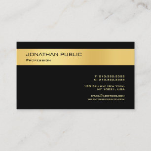 Elegant Black en Gold Modern Minimalistische Sjabl Visitekaartje