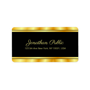Elegant Black en Gold Moderne Sjabloon handgeschre Etiket