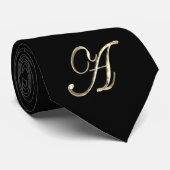 Elegant Black en Gold Monogram A Stropdas (Opgerold)