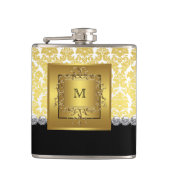 Elegant Black en Gold Monogram Heupfles (Voorkant)