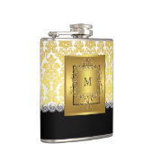 Elegant Black en Gold Monogram Heupfles (Rechts)