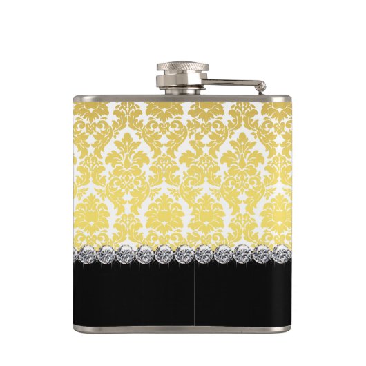 Elegant Black en Gold Monogram Heupfles (Achterkant)