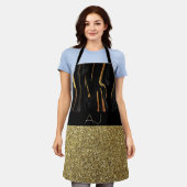 Elegant Black en Gold Monogram Schort (Gedragen)