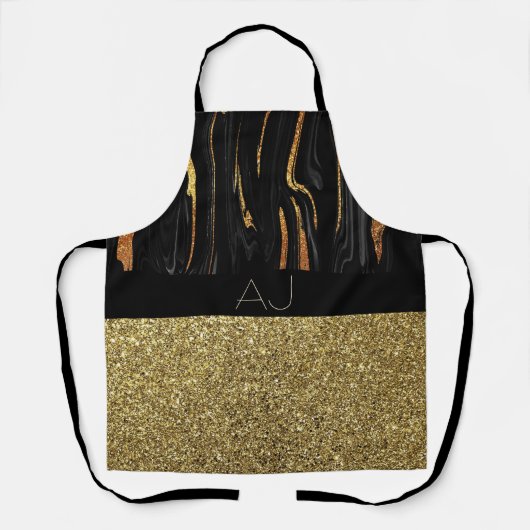 Elegant Black en Gold Monogram Schort (Voorkant)