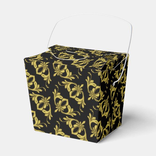 Elegant Black en Gold Pattern Bedankdoosjes (Voorkant Zijde)