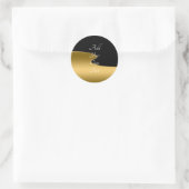 Elegant Black en Gold Pattern Ronde Sticker (Tas)